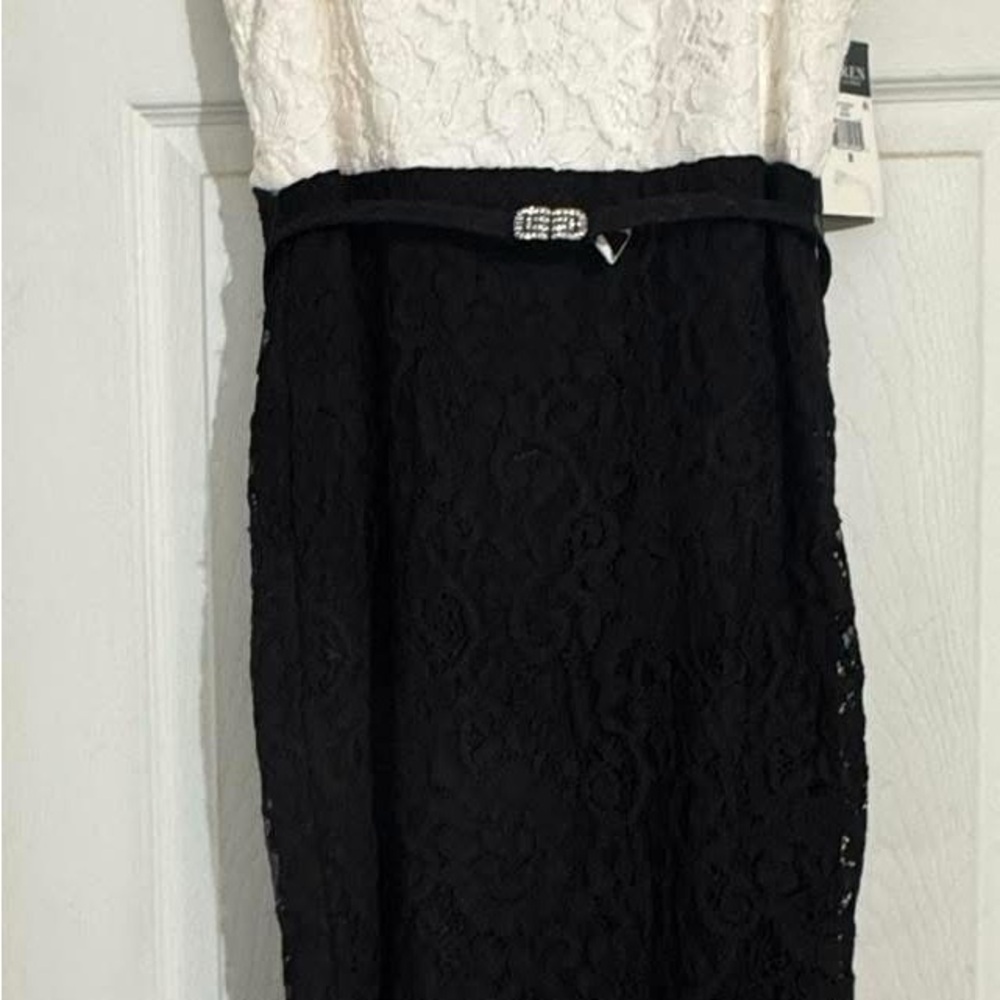 Ralph Lauren Black and White Lace Midi Dress